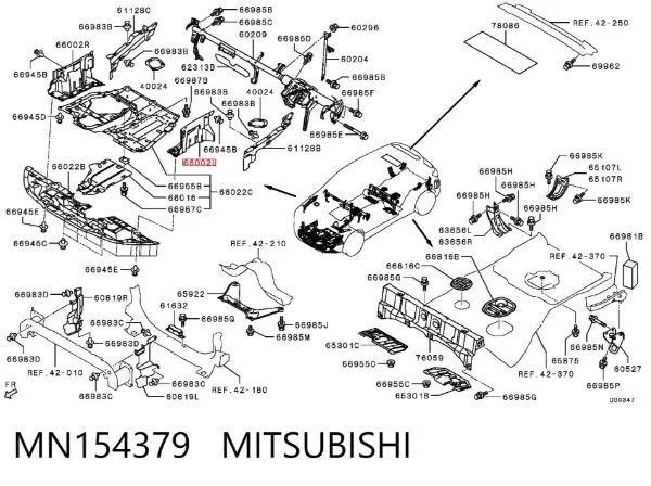 Osłona silnika lewa MN154379 Mitsubishi