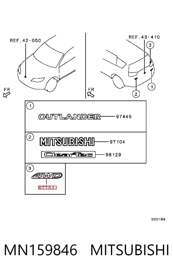 Emblemat na klapę bagaznika (znaczek firmowy) MN159846 Mitsubishi