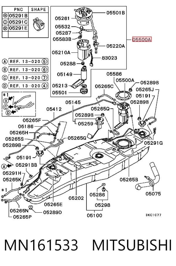 Moduł pompy paliwowej z czujnikiem poziomu paliwa MN161533 Mitsubishi