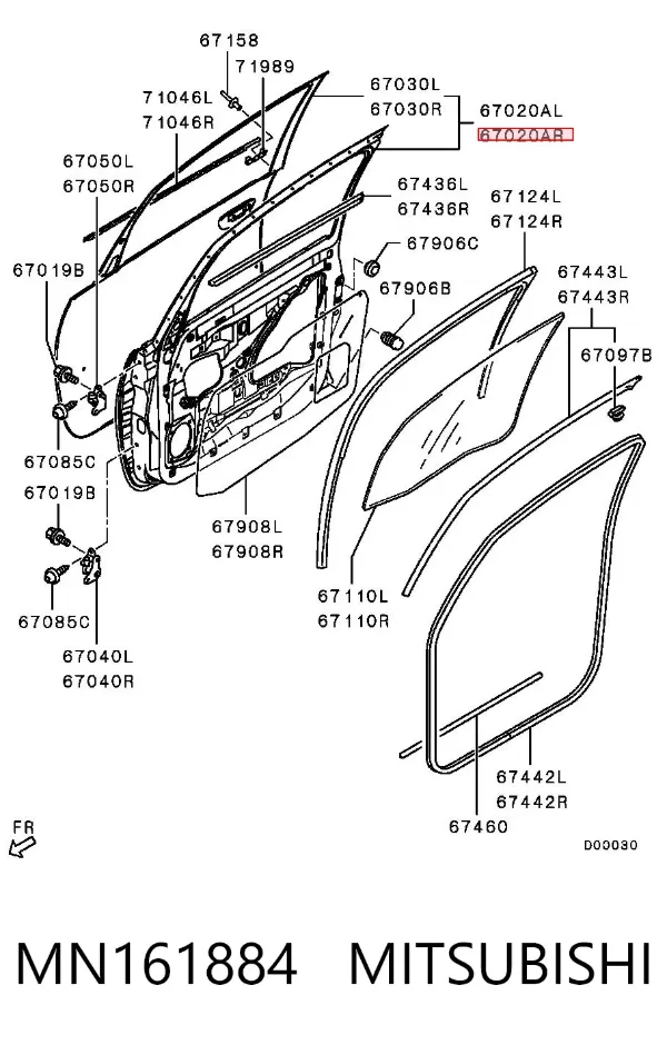 Drzwi przednie prawe Mitsubishi Colt VI