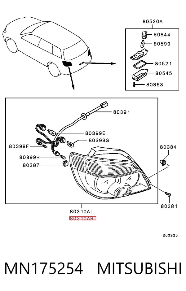 Lampa zespolona tylna prawa Mitsubishi Outlander I