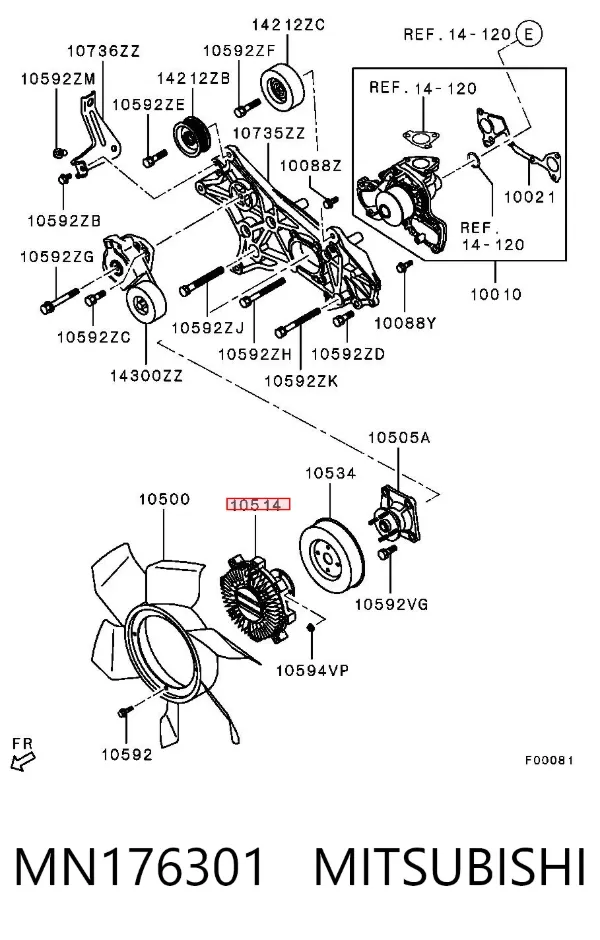 Sprzęgło wiskotyczne wentylatora chłodzenia MN176301 Mitsubishi