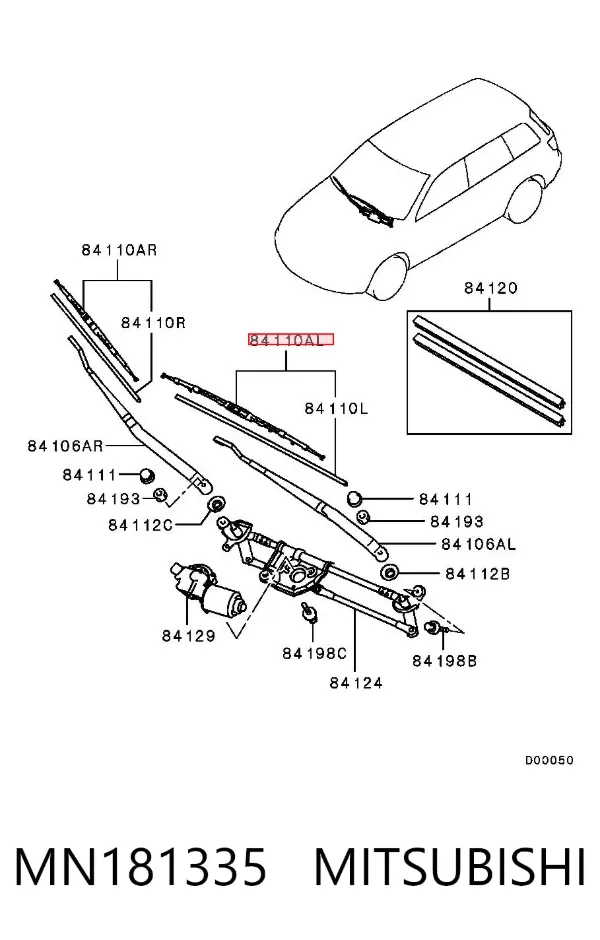 Pióro wycieraczki szyby przedniej kierowcy MN181335 Mitsubishi