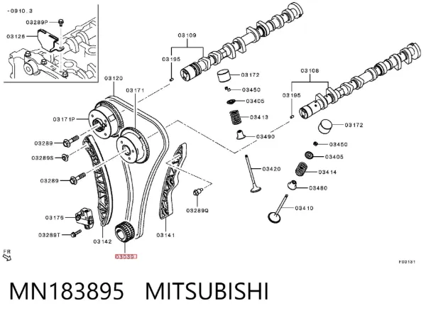 Koło zębate walcowe napędu wałka rozrządu MN183895 Mitsubishi