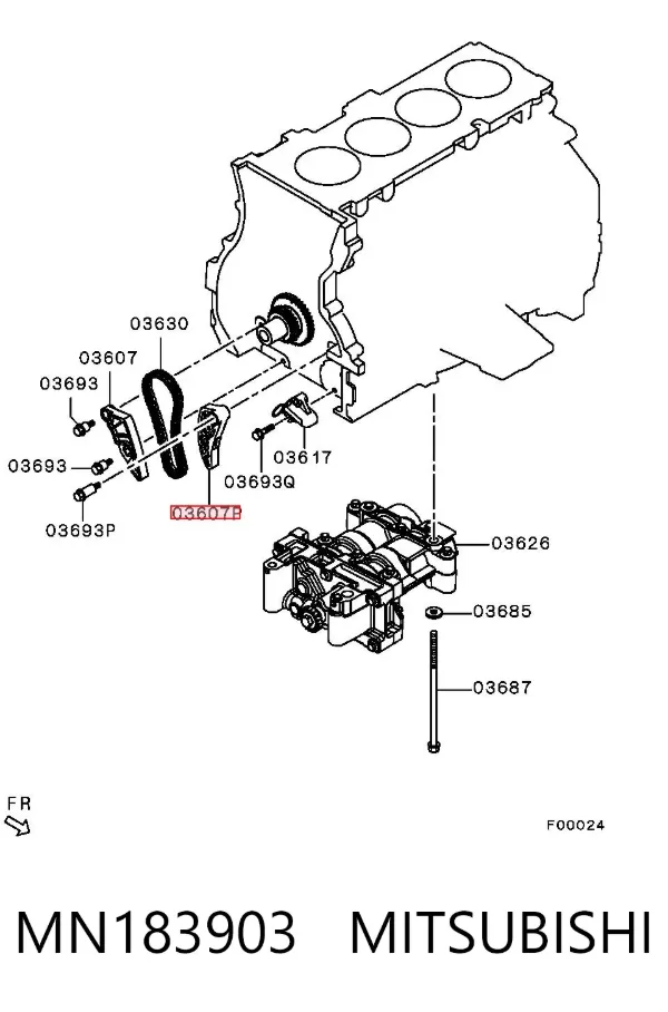 Tłumik drgań łańcucha wałka wyrównoważającego MN183903 Mitsubishi