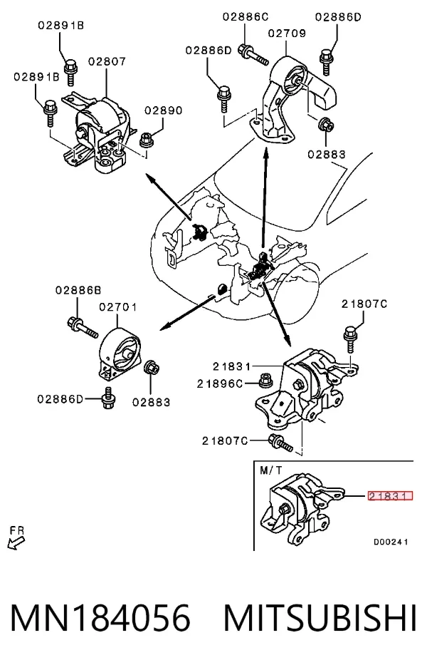 Poduszka (podpora) silnika lewa MN184056 Mitsubishi