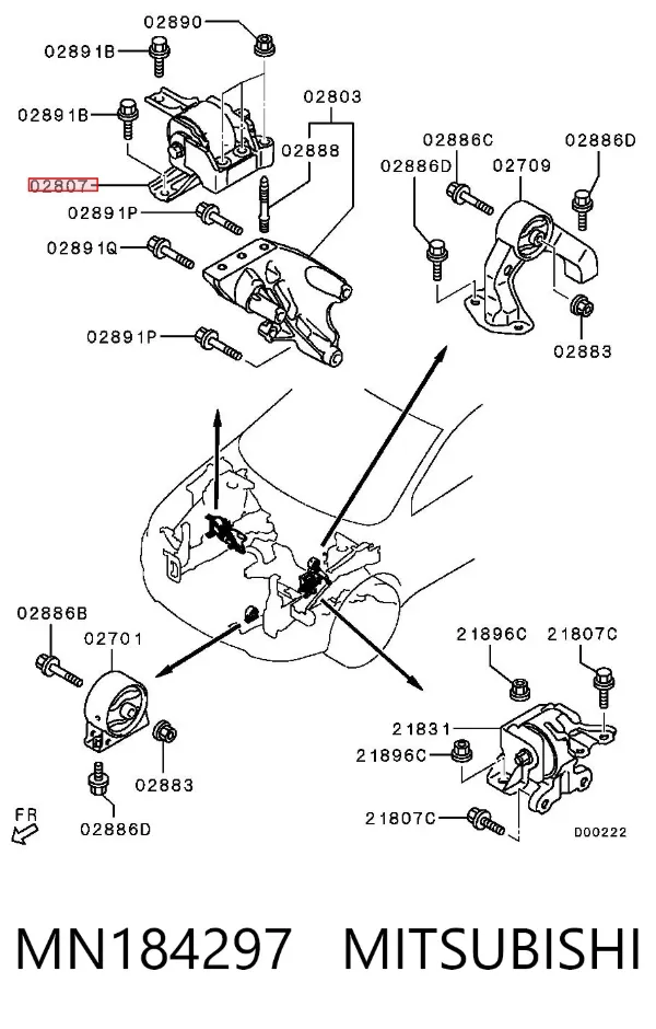 Poduszka (podpora) silnika prawa MN184297 Mitsubishi