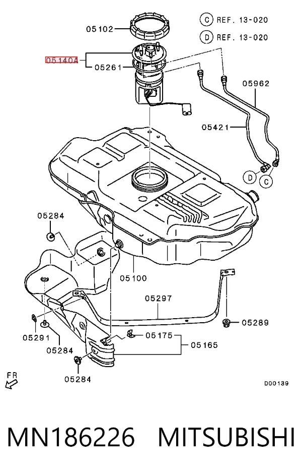 Moduł pompy paliwowej z czujnikiem poziomu paliwa MN186226 Mitsubishi