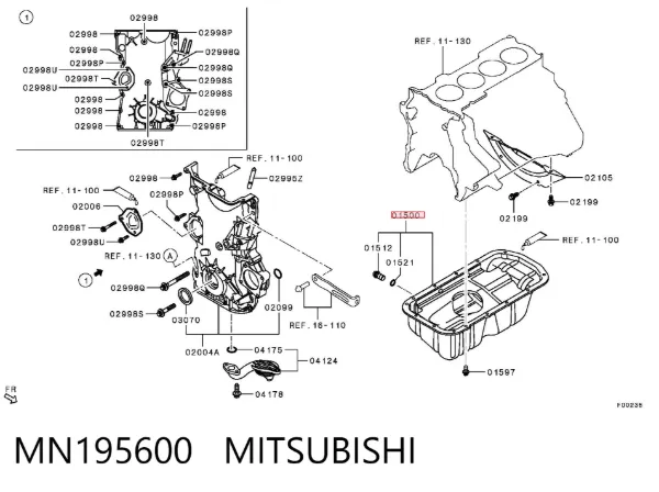 Miska olejowa silnika MN195600 Mitsubishi