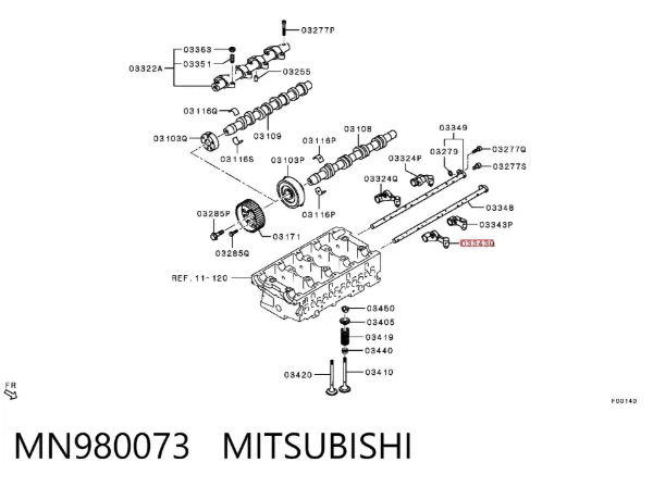 Dźwigienka zaworu ssącego MN980073 Mitsubishi