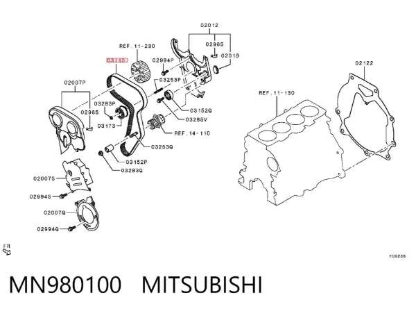 Pasek rozrządu MN980100 Mitsubishi