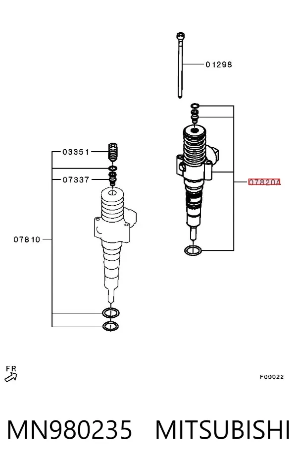 Wtryskiwacz paliwa MN980235 Mitsubishi