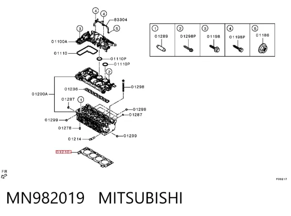 Uszczelka głowicy cylindrów MN982019 Mitsubishi
