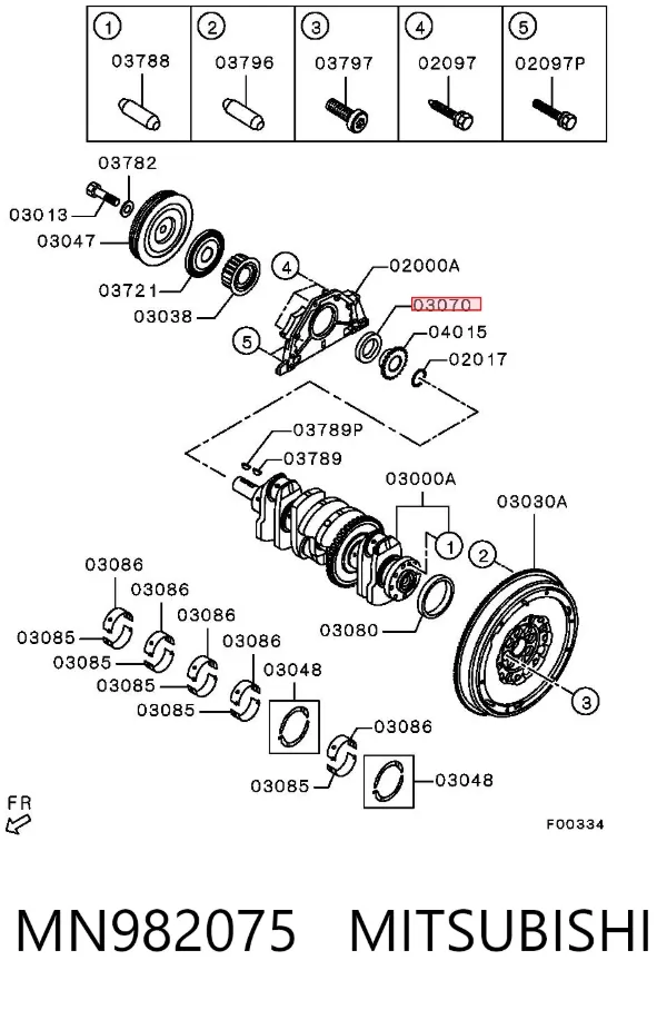 Uszczelniacz wału korbowego przedni MN982075 Mitsubishi