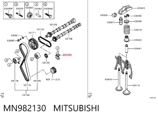 Napinacz łańcucha rozrządu MN982130 Mitsubishi