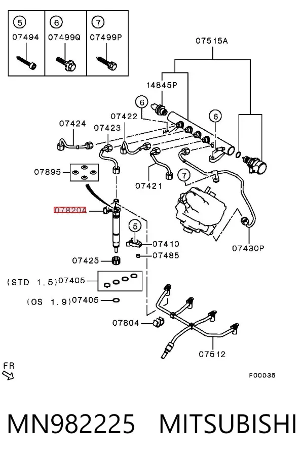 Wtryskiwacz paliwa MN982225 Mitsubishi