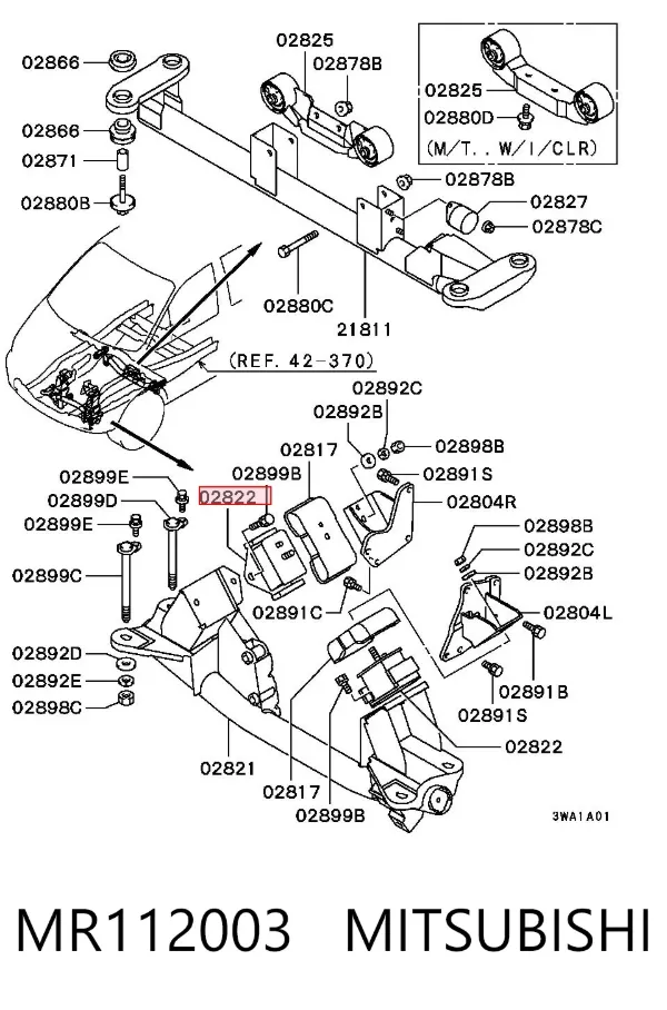 Poduszka (podpora) silnika przednia Mitsubishi L 400 PAOV
