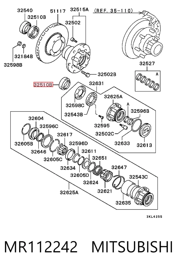 Łożysko piasty przedniej MR112242 Mitsubishi