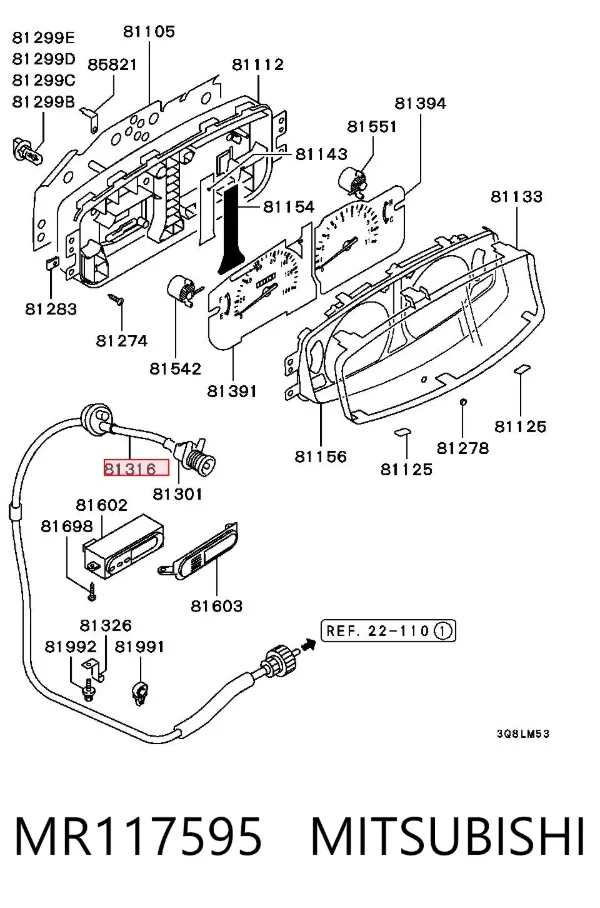Linka prędkościomierza MR117595 Mitsubishi