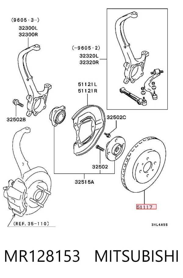 Tarcza hamulcowa przednia MR128153 Mitsubishi