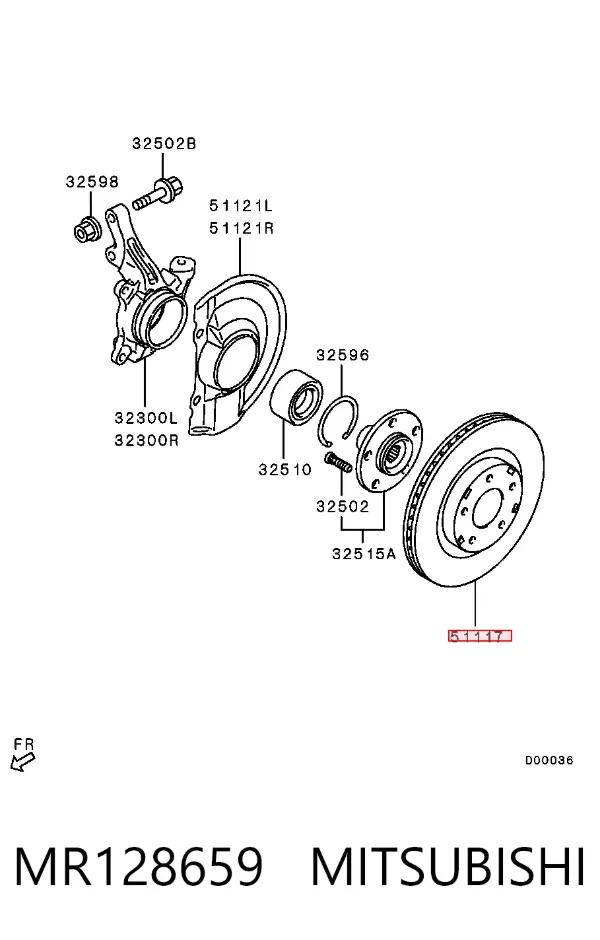 Tarcza hamulcowa przednia MR128659 Mitsubishi