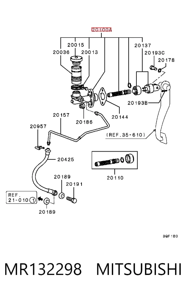 Cylinder sprzęgła główny MR132298 Mitsubishi