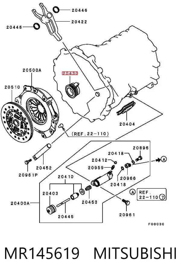 Łożysko wyciskowe sprzęgła MR145619 Mitsubishi
