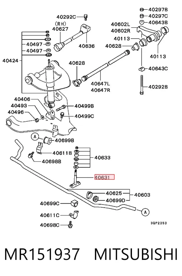 Łącznik stabilizatora przedniego Mitsubishi L 200 III