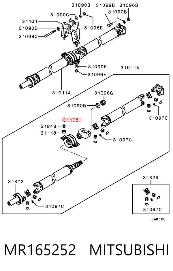 Łożysko podwieszane wału Cardana MR165252 Mitsubishi