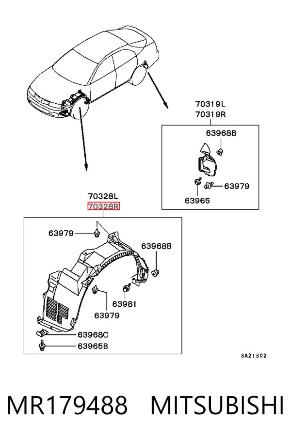 Nadkole błotnika przedniego prawe MR179488 Mitsubishi