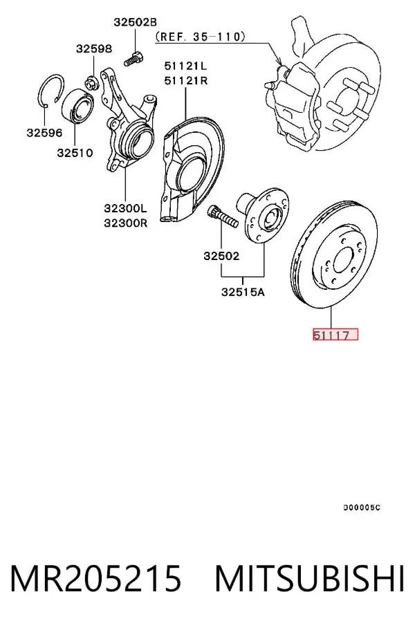 Tarcza hamulcowa przednia MR205215 Mitsubishi