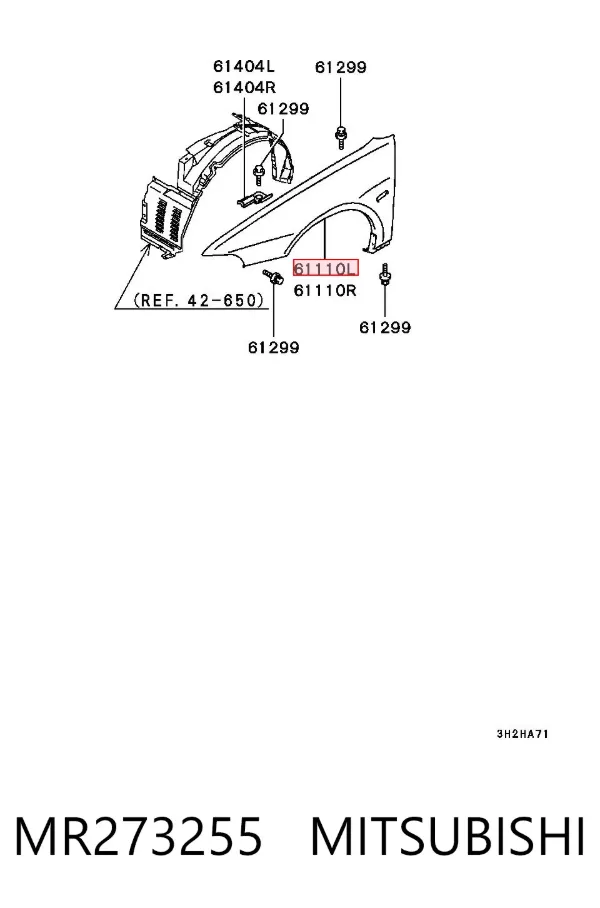 Błotnik przedni lewy Mitsubishi Galant VIII