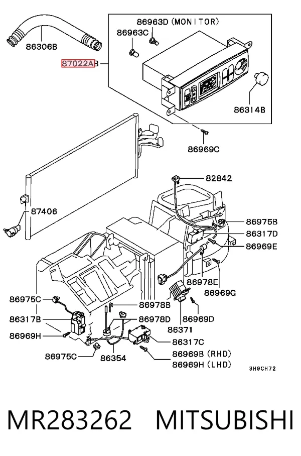 Sterownik trybów ogrzewania/klimatyzacji Mitsubishi Galant VIII