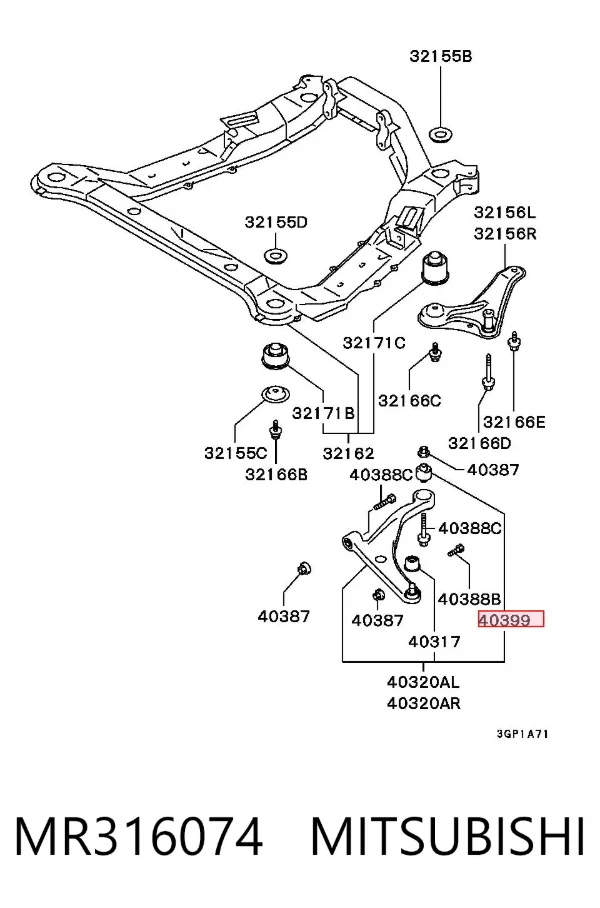 Silentblock przedniego wahacza dolnego MR316074 Mitsubishi