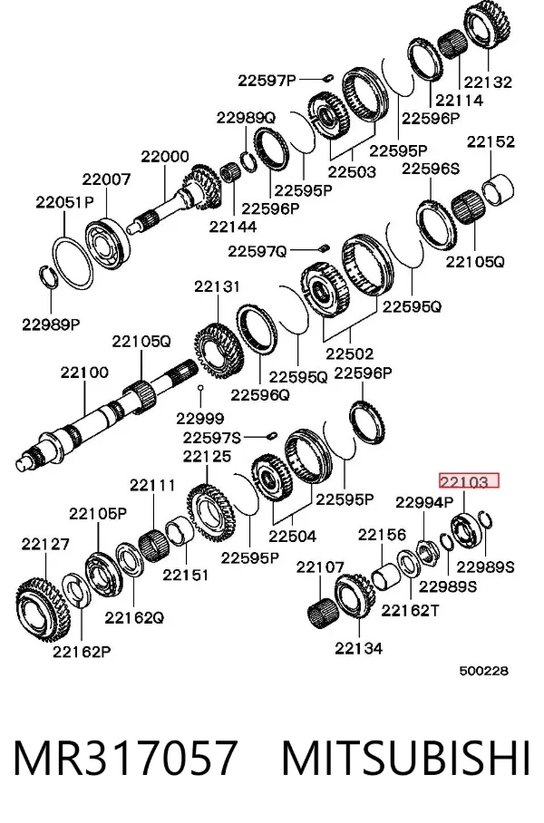 Łożysko wału sprzęgłowego skrzyni biegów MR317057 Mitsubishi