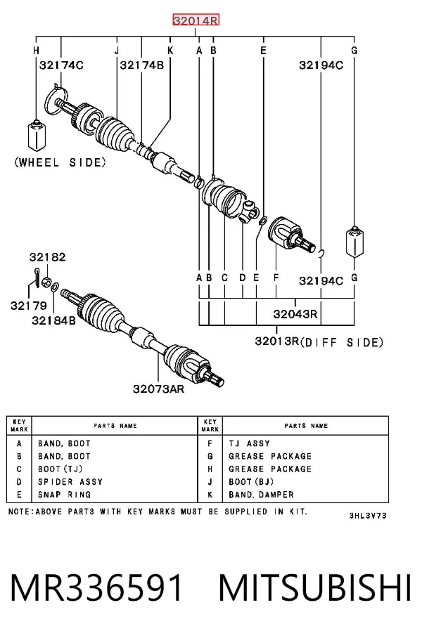 Osłona przegubu homokinetycznego półosi przedniej zewnętrzna MR336591 Mitsubishi