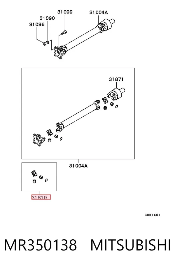 Krzyżak wału Cardana tylnego MR350138 Mitsubishi