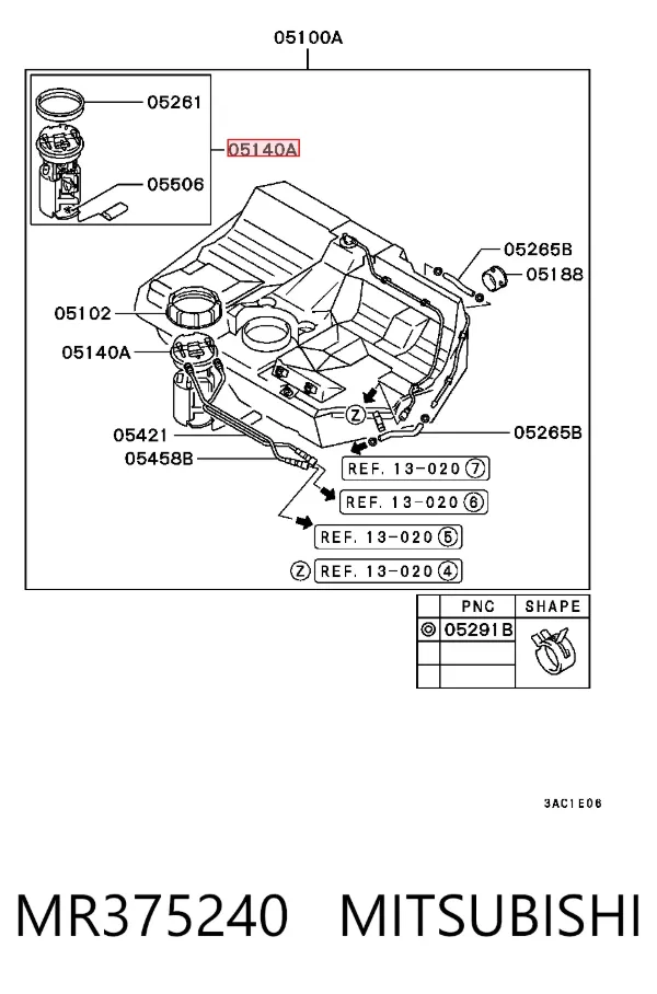 Moduł pompy paliwowej z czujnikiem poziomu paliwa MR375240 Mitsubishi