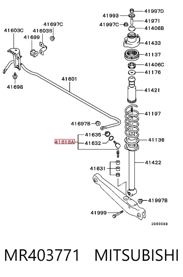 Łącznik stabilizatora tylnego MR403771 Mitsubishi