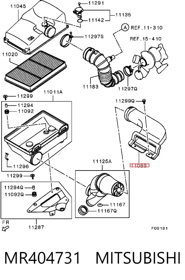 Wlot powietrza do filtra powietrza Mitsubishi Pajero III