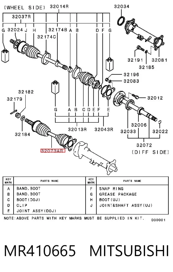 Półoś napędowa przednia prawa MR410665 Mitsubishi