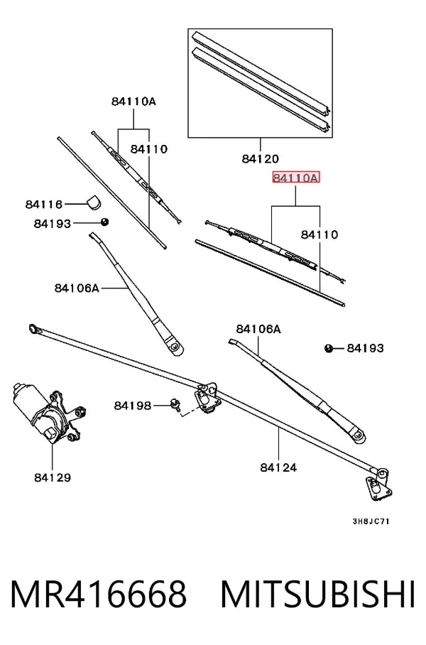Pióro wycieraczki szyby przedniej pasażera MR416668 Mitsubishi