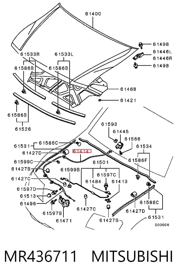 Linka otwierania maski Mitsubishi Pajero III