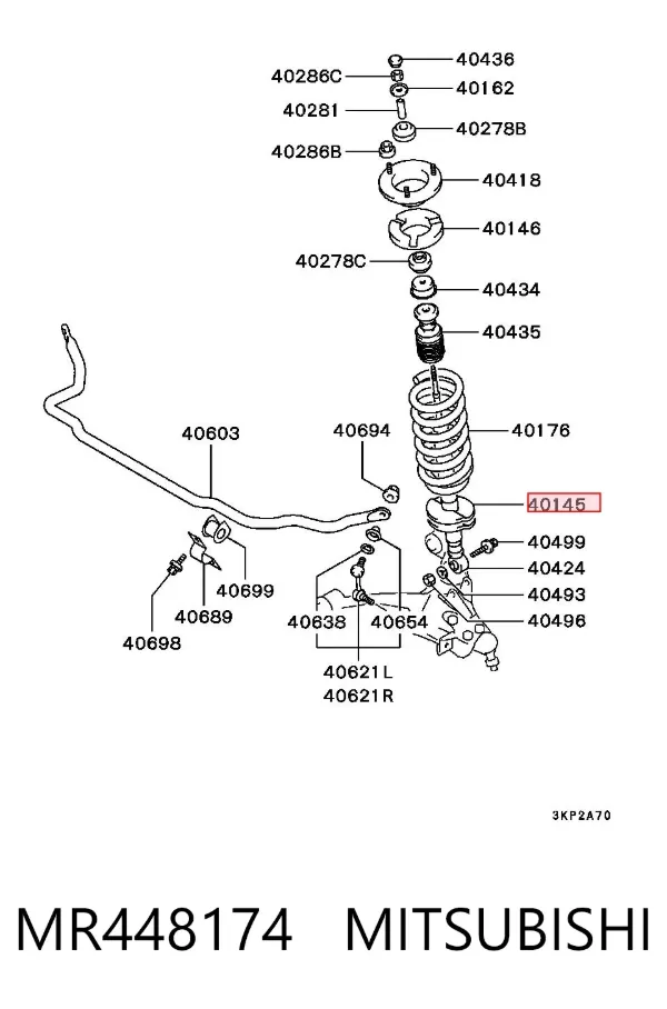 Pierścień gumowy sprężyny przedniej dolny MR448174 Mitsubishi
