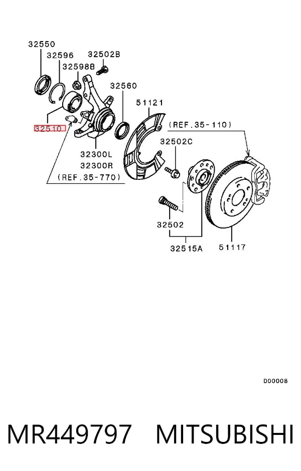Łożysko piasty przedniej MR449797 Mitsubishi