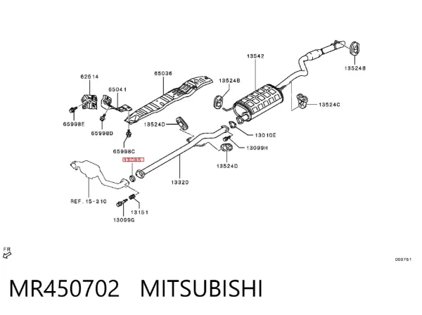 Uszczelka rury odbiornika tłumika MR450702 Mitsubishi
