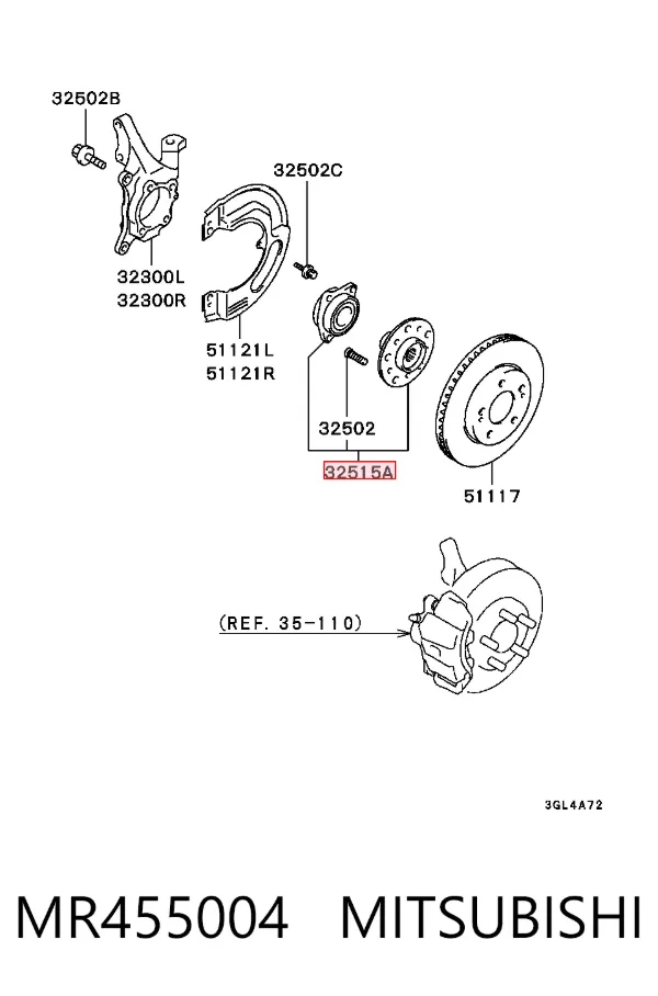 Piasta przednia MR455004 Mitsubishi