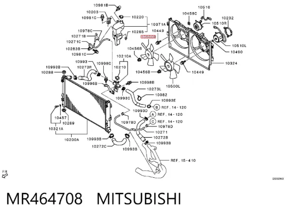 Wentylator (wirnik) chłodnicy lewy MR464708 Mitsubishi