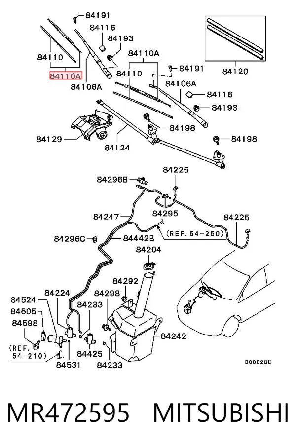 Pióro wycieraczki szyby przedniej kierowcy MR472595 Mitsubishi