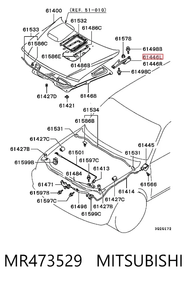 Zawias maski lewy MR473529 Mitsubishi